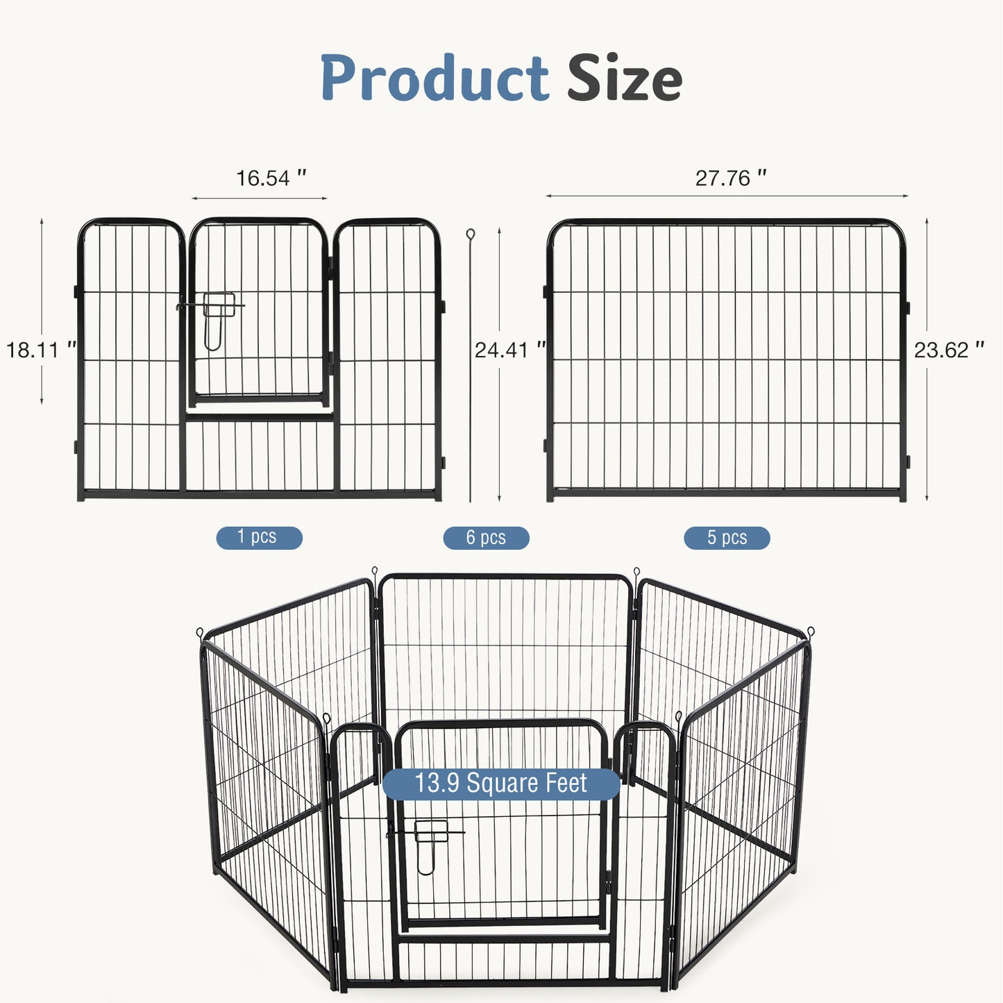 Foldable Metal Pet Fence with Door for Indoor & Outdoor Dog Safety - Multiple Sizes