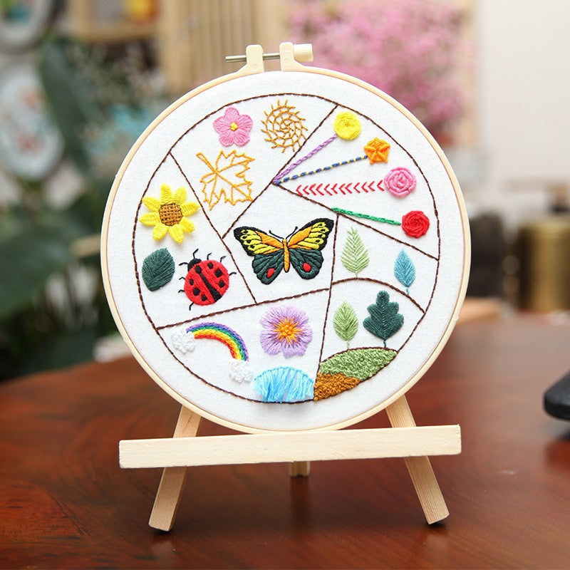 Embroidery Practice Kit with Floral & Animal Patterns - 3-Piece Set for Beginners