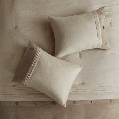 7 Piece Faux Suede Comforter Set - Cozy Lodge Style Bedding
