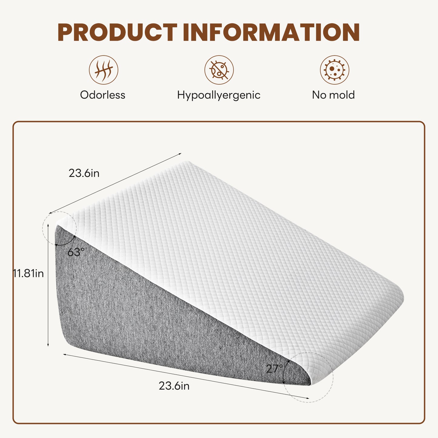 Memory Foam Wedge Pillow - Versatile Support for Comfort