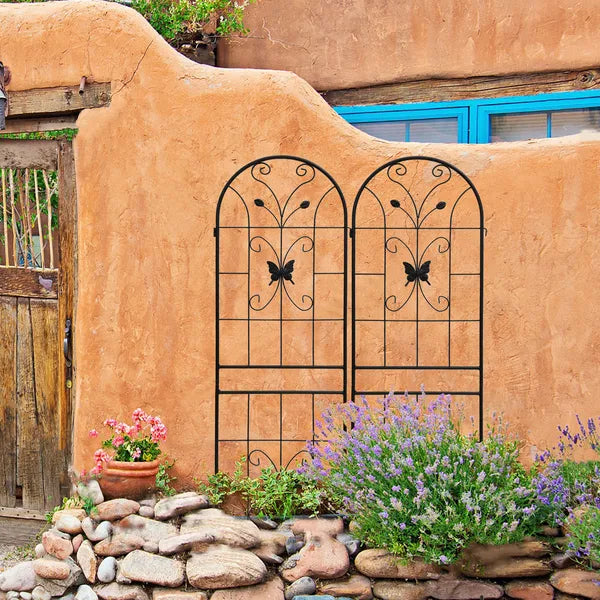 Metal Garden Trellis 71" x 19.7" - Rustproof Climbing Support - Black - 2 Pack