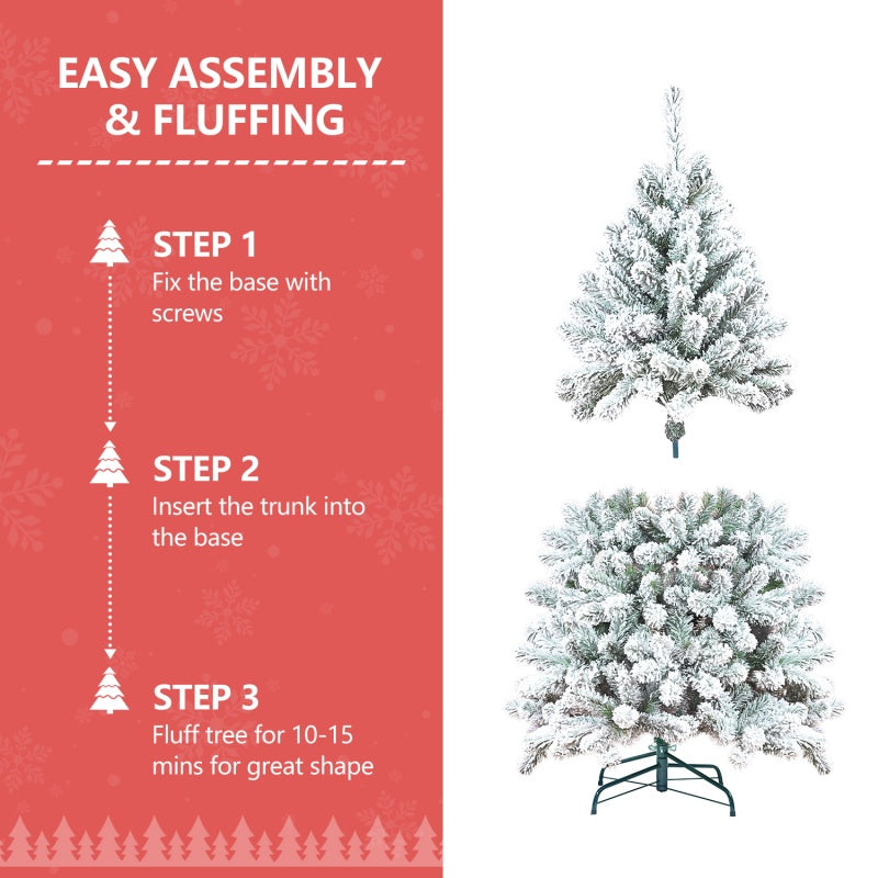 Flocked PVC Christmas Tree with Pine Cones - Multiple Heights