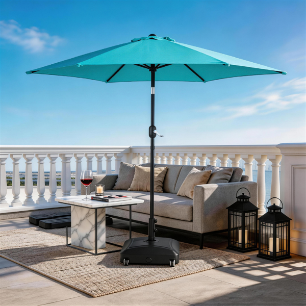 9ft Patio Umbrella - Sky Blue Outdoor Market Umbrella with Tilt & Crank