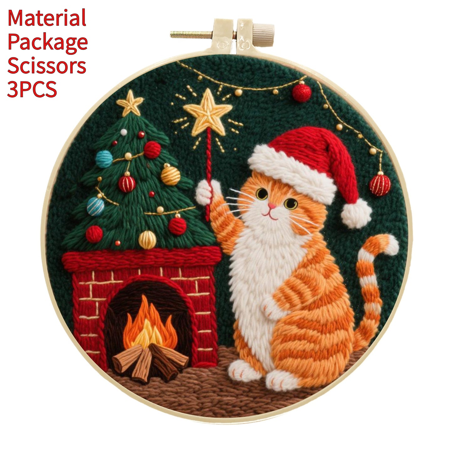 Embroidery Material Kit for Cross-Stitch Crafts - Includes Frame & Scissors