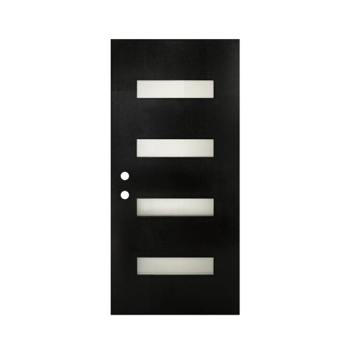 36 x 80 Fiberglass Entry Door Slab - Frosted Glass, Black Finish, Right Hand Inswing