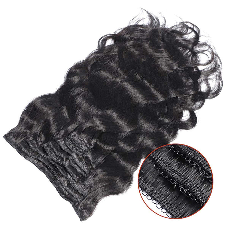 Natural Black Human Hair Extensions - 16-24 Inch Real Hair Wig for Ladies