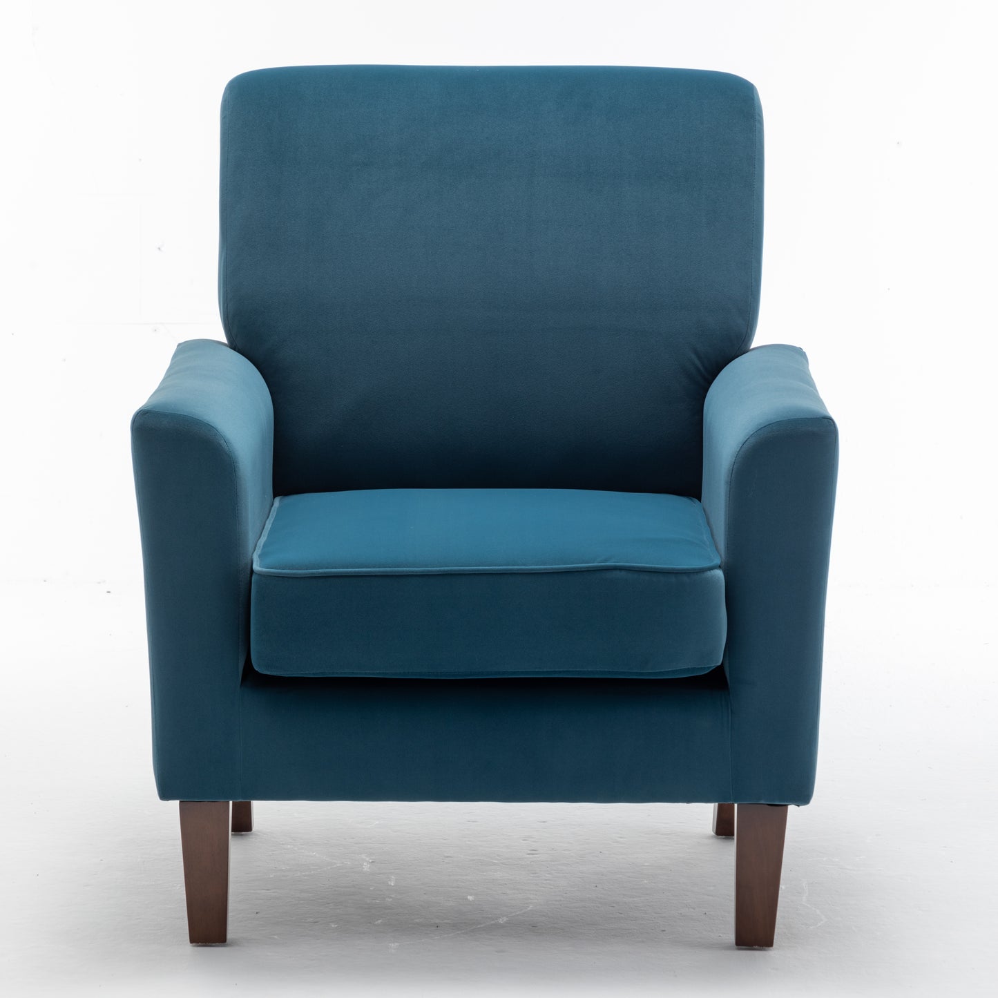 Patterned Polyester Blend Armchair, Solid Birch Wood Frame With Brown