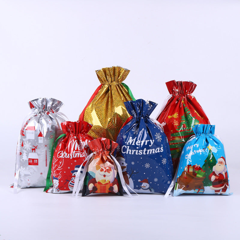 Festive Aluminum Foil Gift Bags for Christmas & New Year Party Packaging