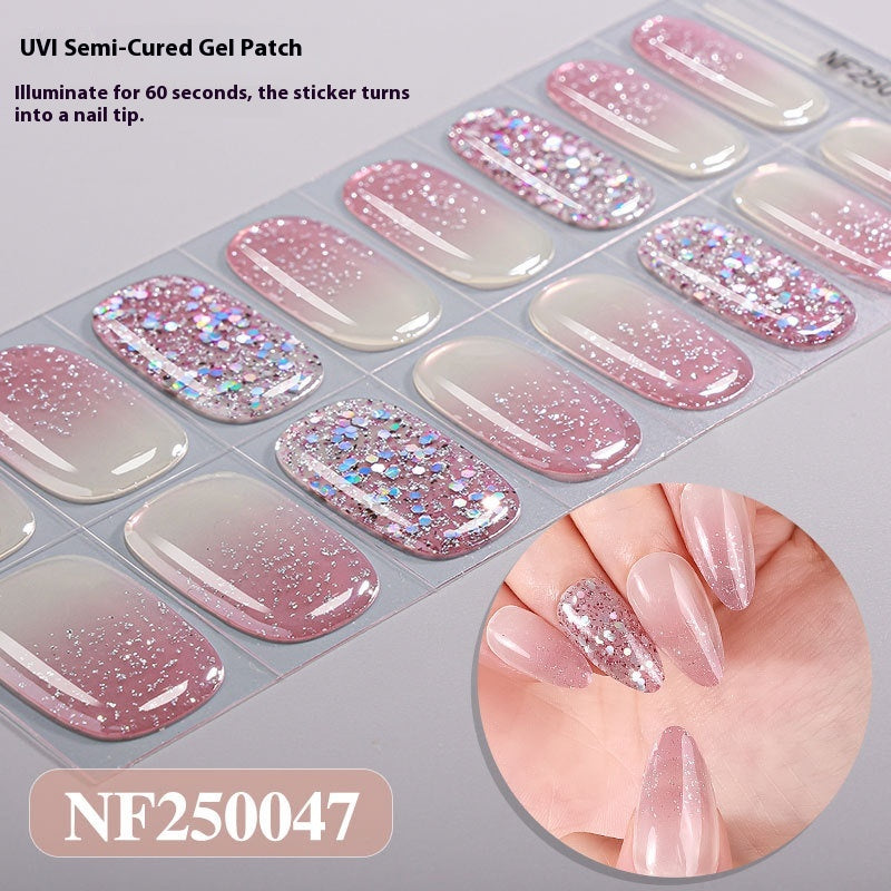 Semi-Cured Christmas Nail Stickers - Gel Nail Art Decals for Holiday Manicure
