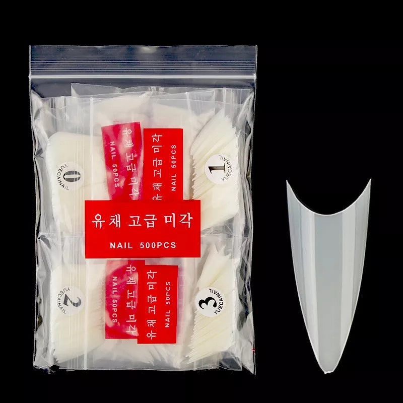 500 Pcs Transparent White Nail Tips Fake Nails Manicure Supplies