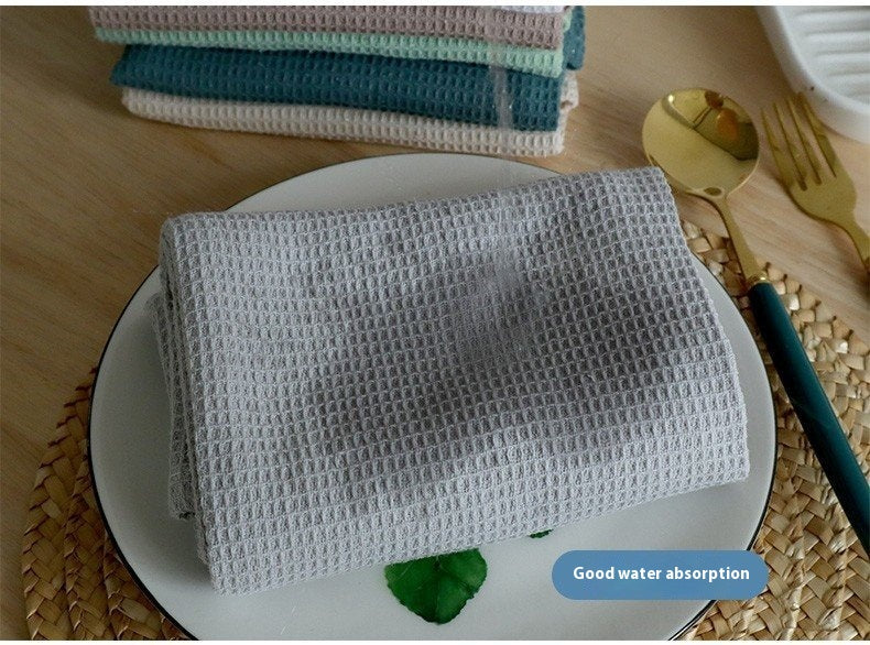 Cotton Rectangular Waffle Tea Towel - Nordic Style Kitchen Linen