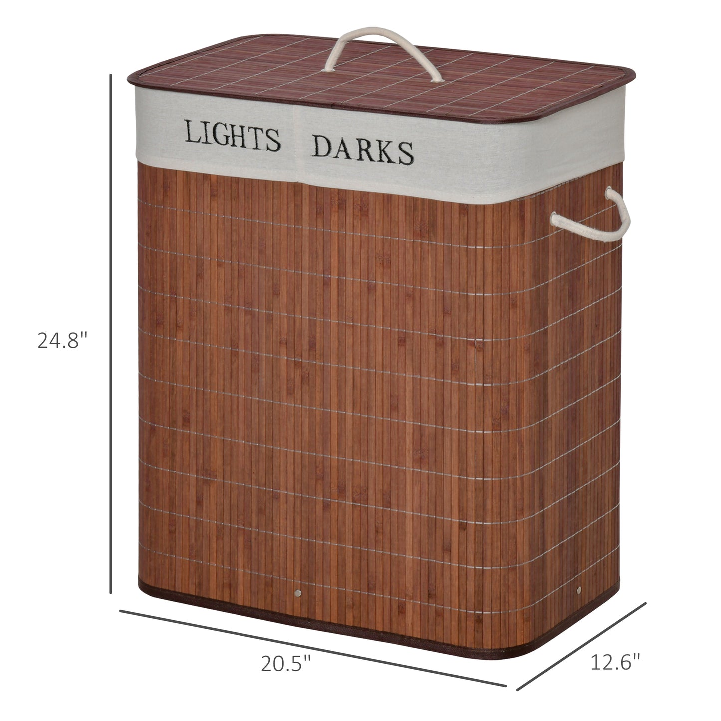 Bamboo Laundry Basket With Lid And String Handles, Collapsible Hamper