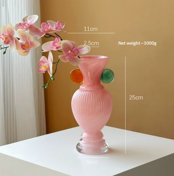 Double-Eared Glazed Vase for Living Room Flower Arrangements - Modern Home Decor