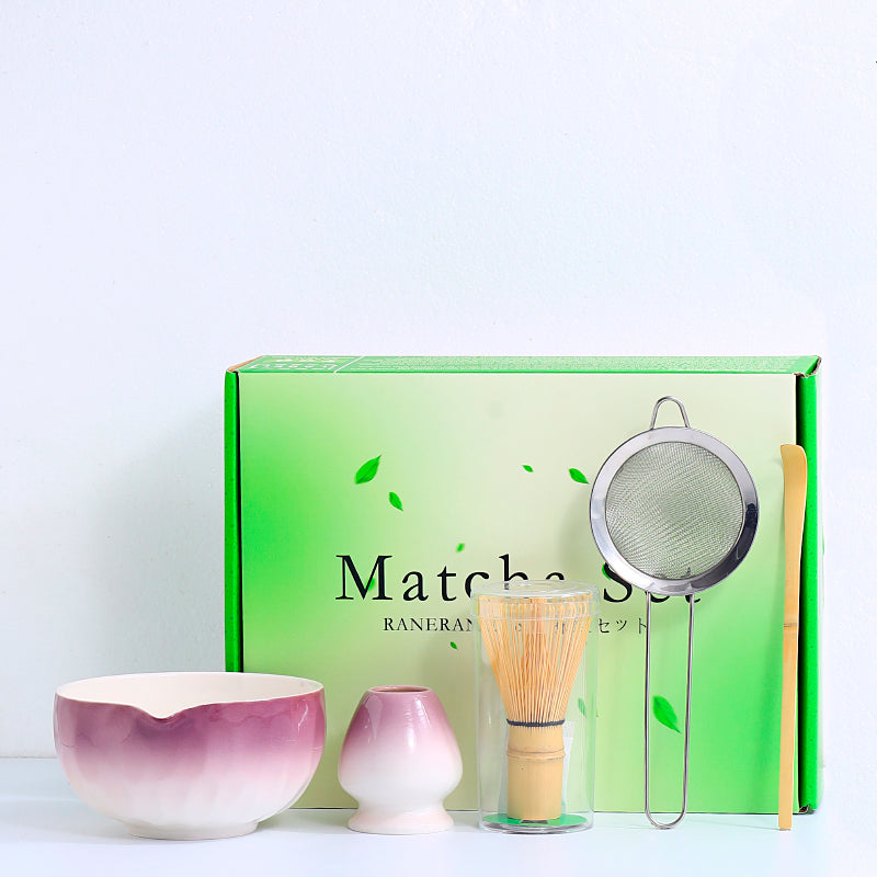 Japanese Tea Ceremony Set with Matcha Bowls & Whisks - Multiple Colors
