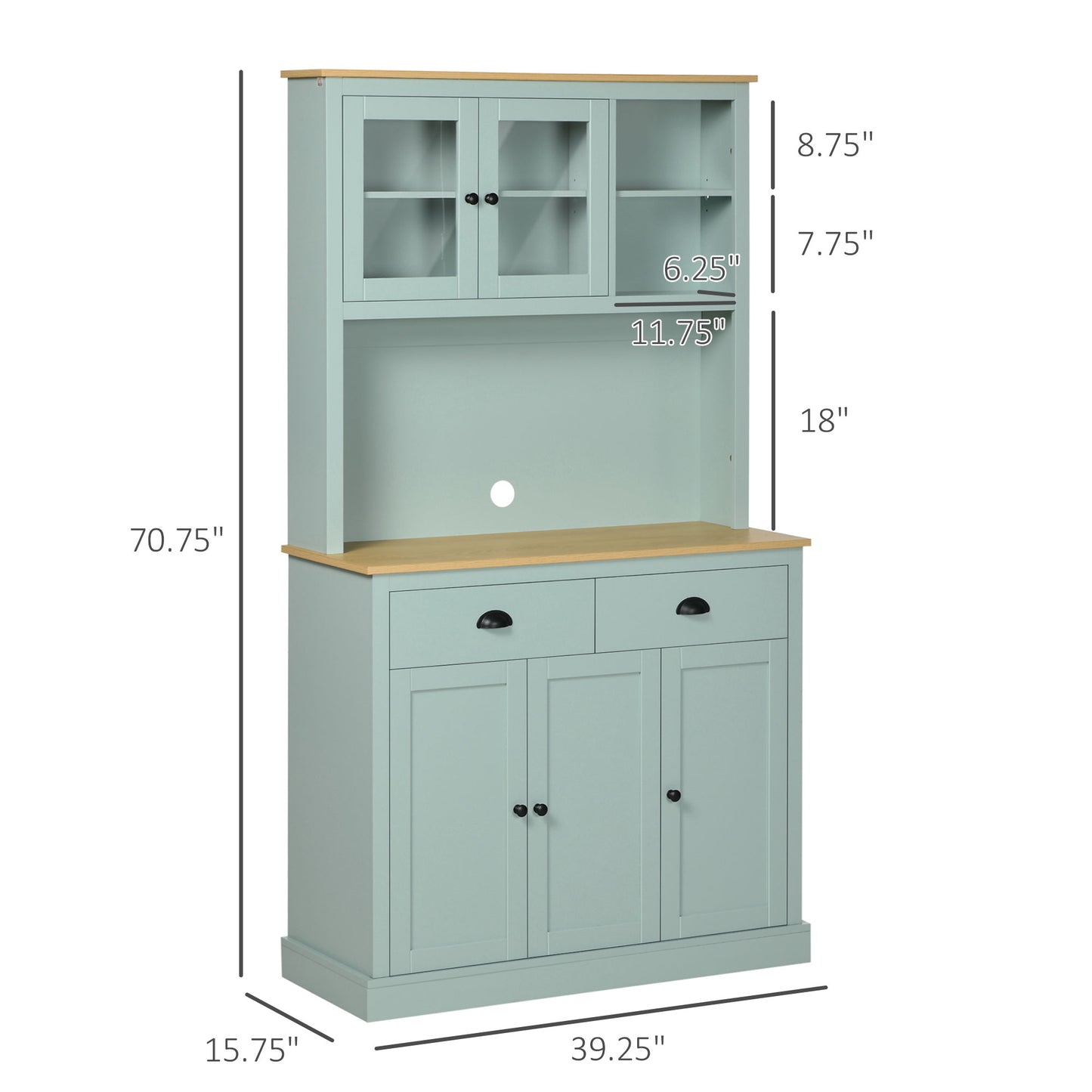 Modern Kitchen Storage Cabinet with Microwave Stand - Light Blue