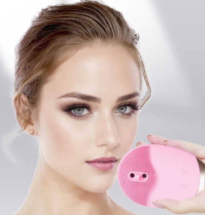 Silicone Facial Cleansing Foam Brush - Rechargeable Purple Skin Care Tool
