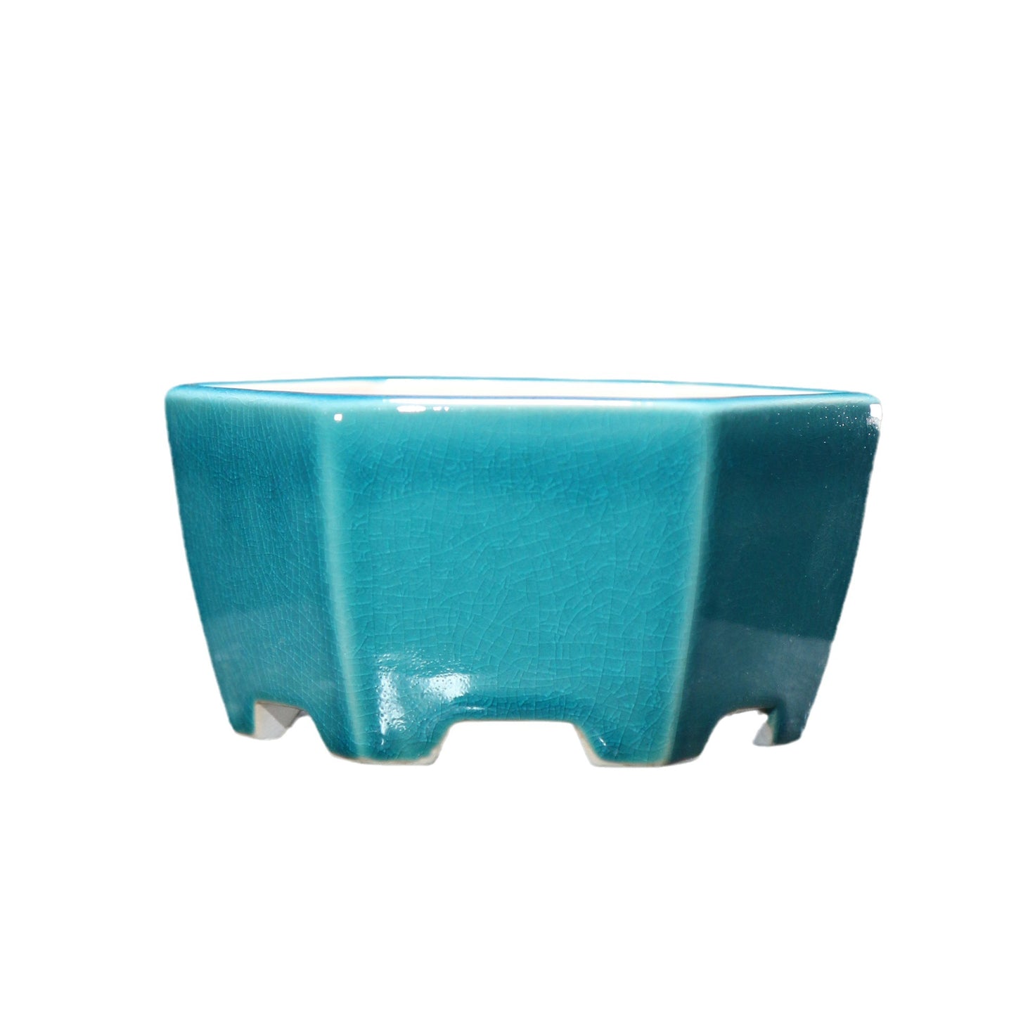 Ceramic Bonsai Basin Hexagonal Flowerpot with Glazed Finish - Indoor & Outdoor Decor