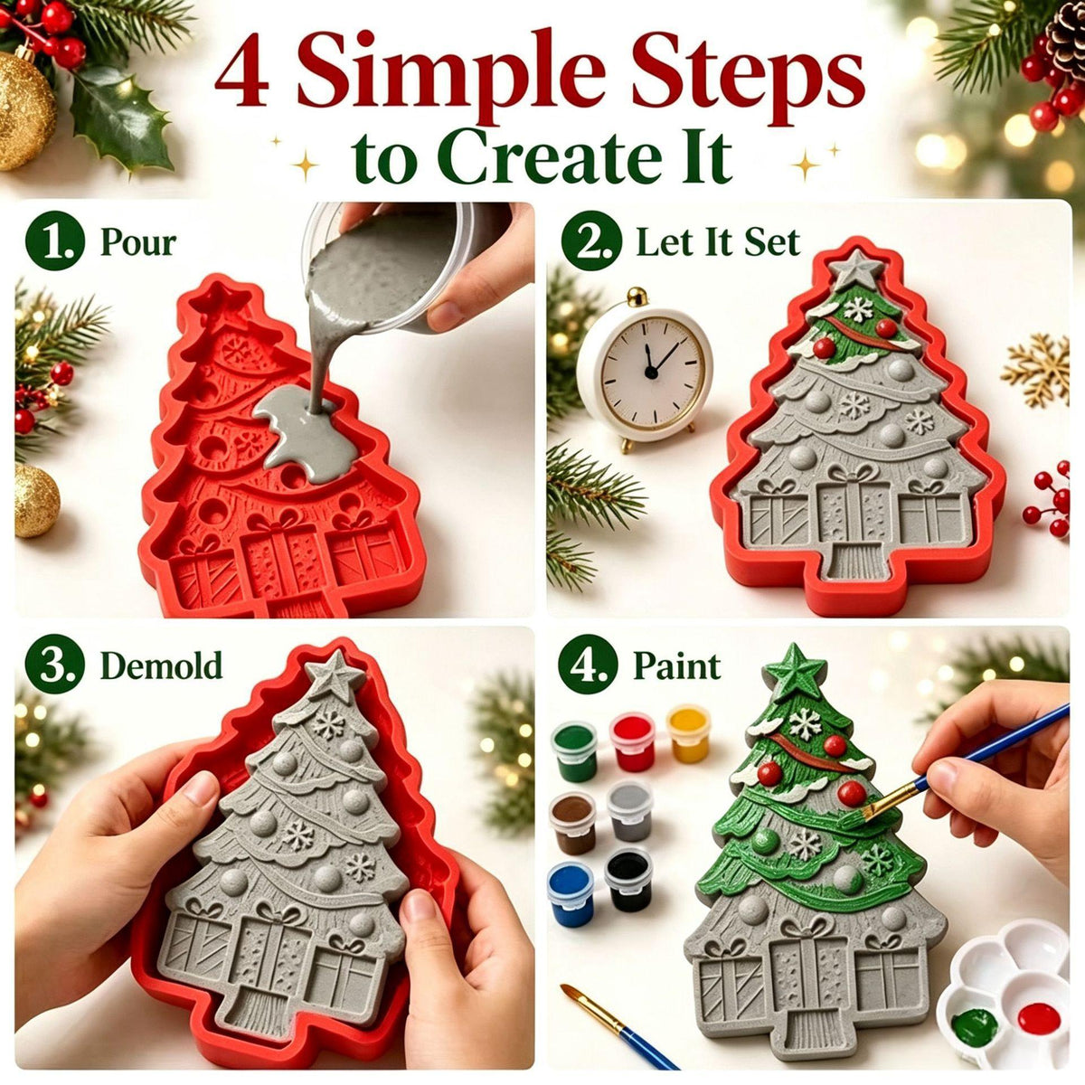 DIY Christmas Tree Mold and Painting Craft Kit - Home Decor