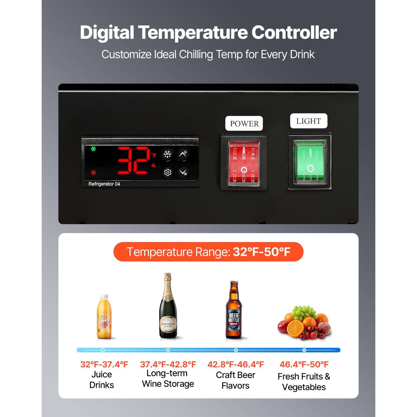 Commercial Beverage Cooler Refrigerator with Glass Doors & Adjustable Shelves