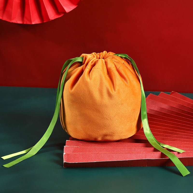 Velvet Pumpkin Candy Bag for Halloween Party - Festive Gift Bag