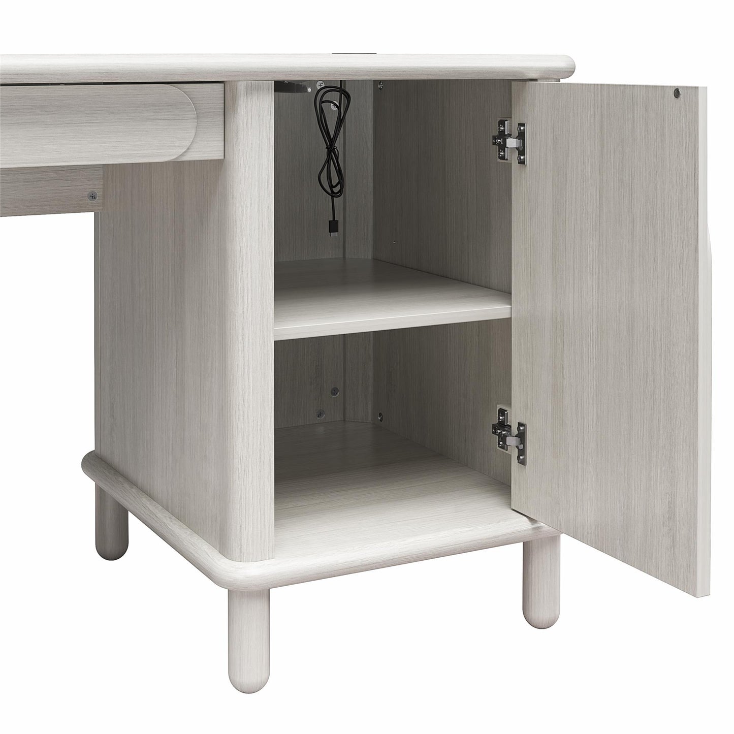 Selena Double Pedestal Desk - Rustic White Solid Wood