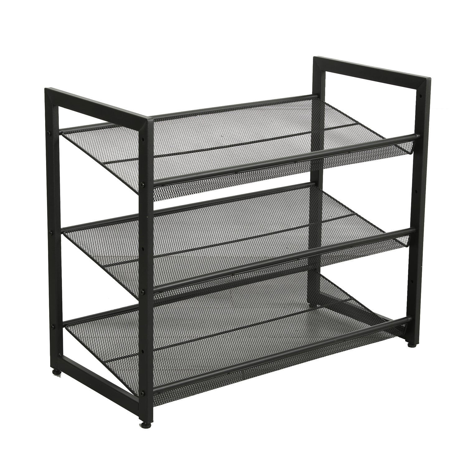 3-Tier Adjustable Shoe Rack - Freestanding Storage Organizer - Black
