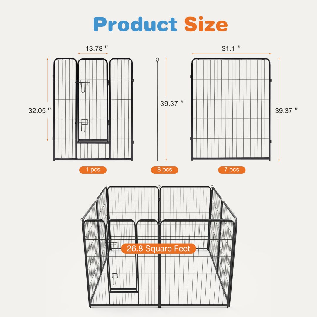 Indoor Outdoor Metal Dog Playpen Fence with Door - Multiple Sizes & Configurations