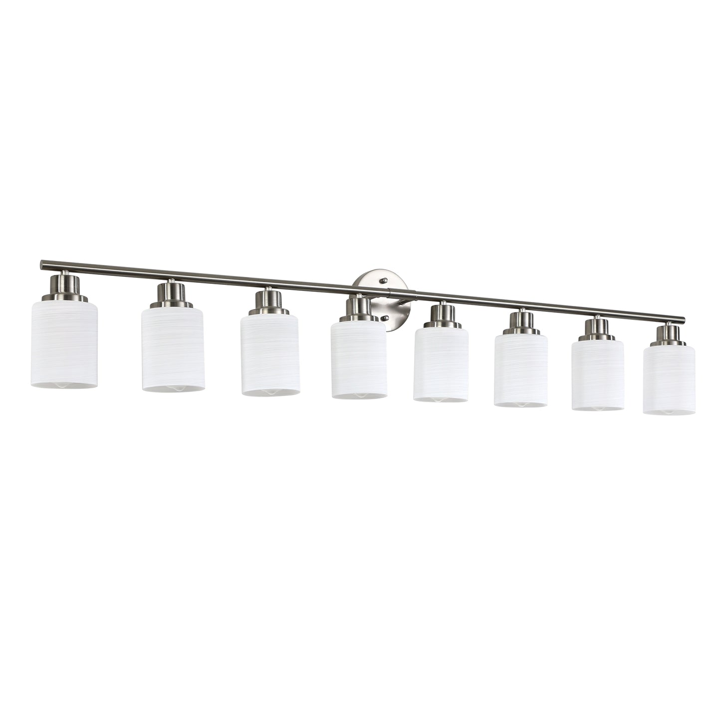 Modern 8-Light Vanity Wall Sconce - Brushed Nickel with Frosted Glass