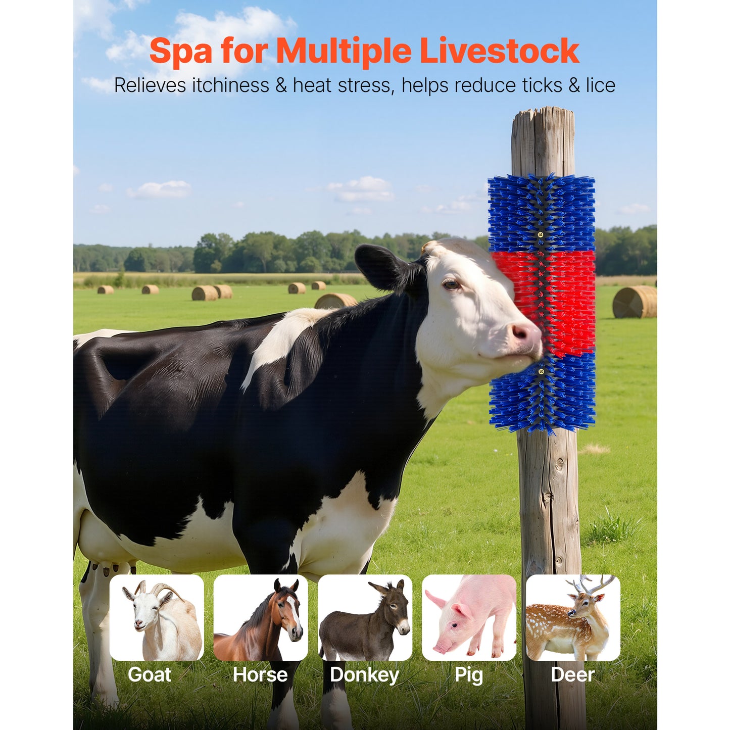 Livestock Scratching Brush Set - 2PCS Cow and Goat Back-Itch Relief Grooming Tool