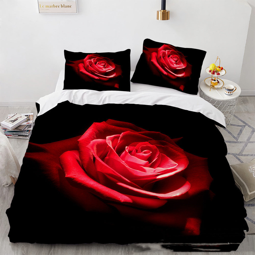 Digital Printing Rose Bedding Set - 3-Piece Home Textile for Bedroom