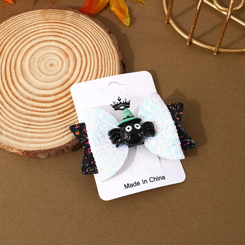 Halloween Hair Barrettes - Spooky Ghost, Pumpkin & Spider Hair Clips
