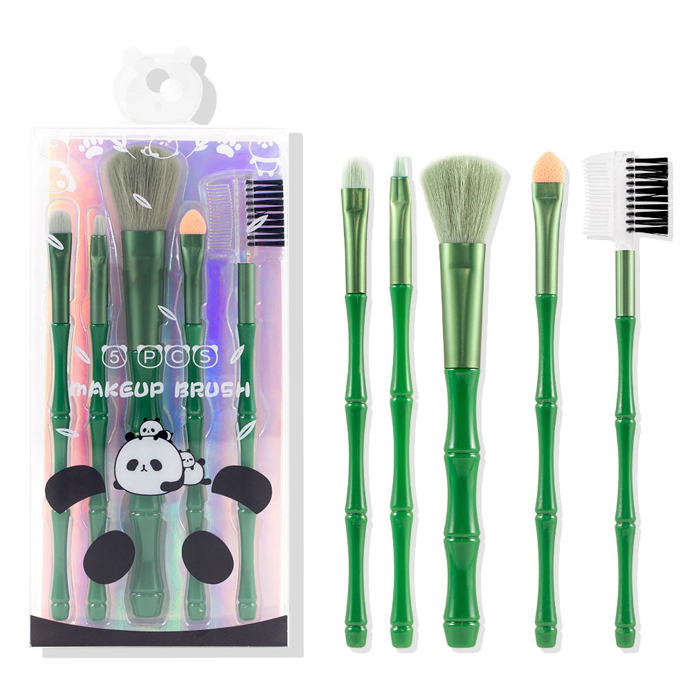 Portable Makeup Brush Set - 5 Nylon Brushes for Face & Eye Makeup