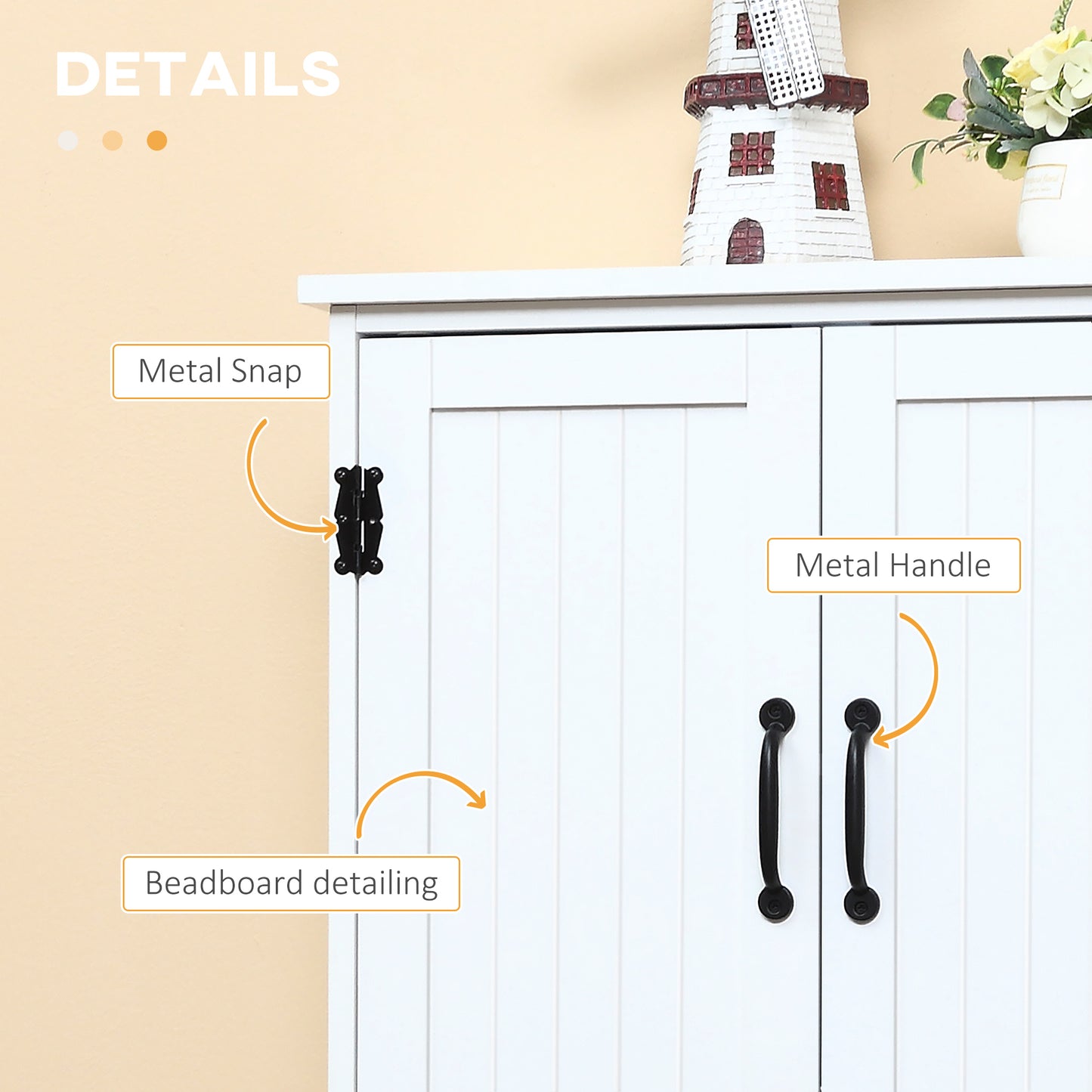 White Accent Floor Storage Cabinet with Adjustable Shelves