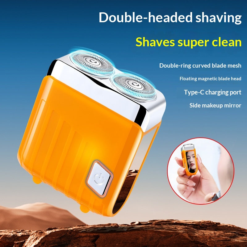 Portable Rechargeable Mens Shaver - Dual Blade Washable