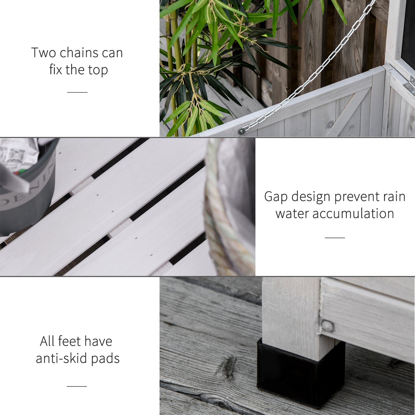 75 Gallon Wooden Deck Storage Box - Outdoor Weatherproof Garden Tool Chest