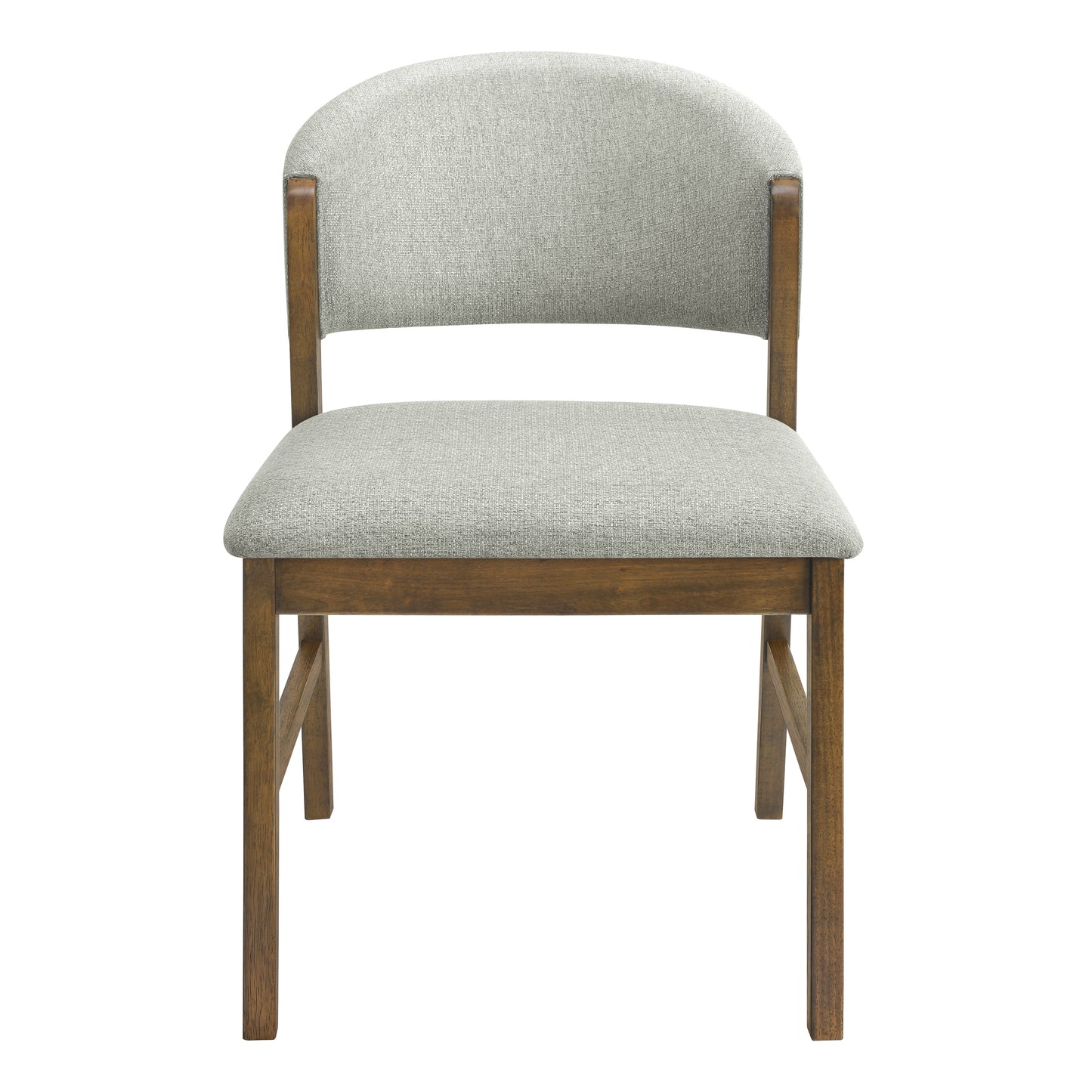 Mid-Century Modern Upholstered Dining Chairs - Set of 2, Grayish Green & Walnut
