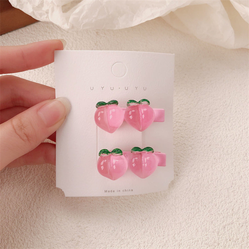 Pink Peach Hair Clips Set for Girls - Sweet Hair Accessories