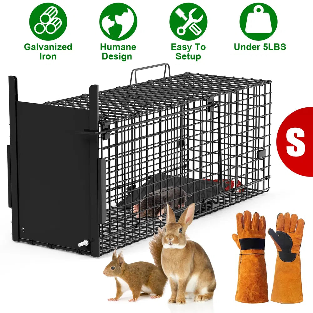 Humane Live Animal Cage Trap for Raccoons, Opossums & More