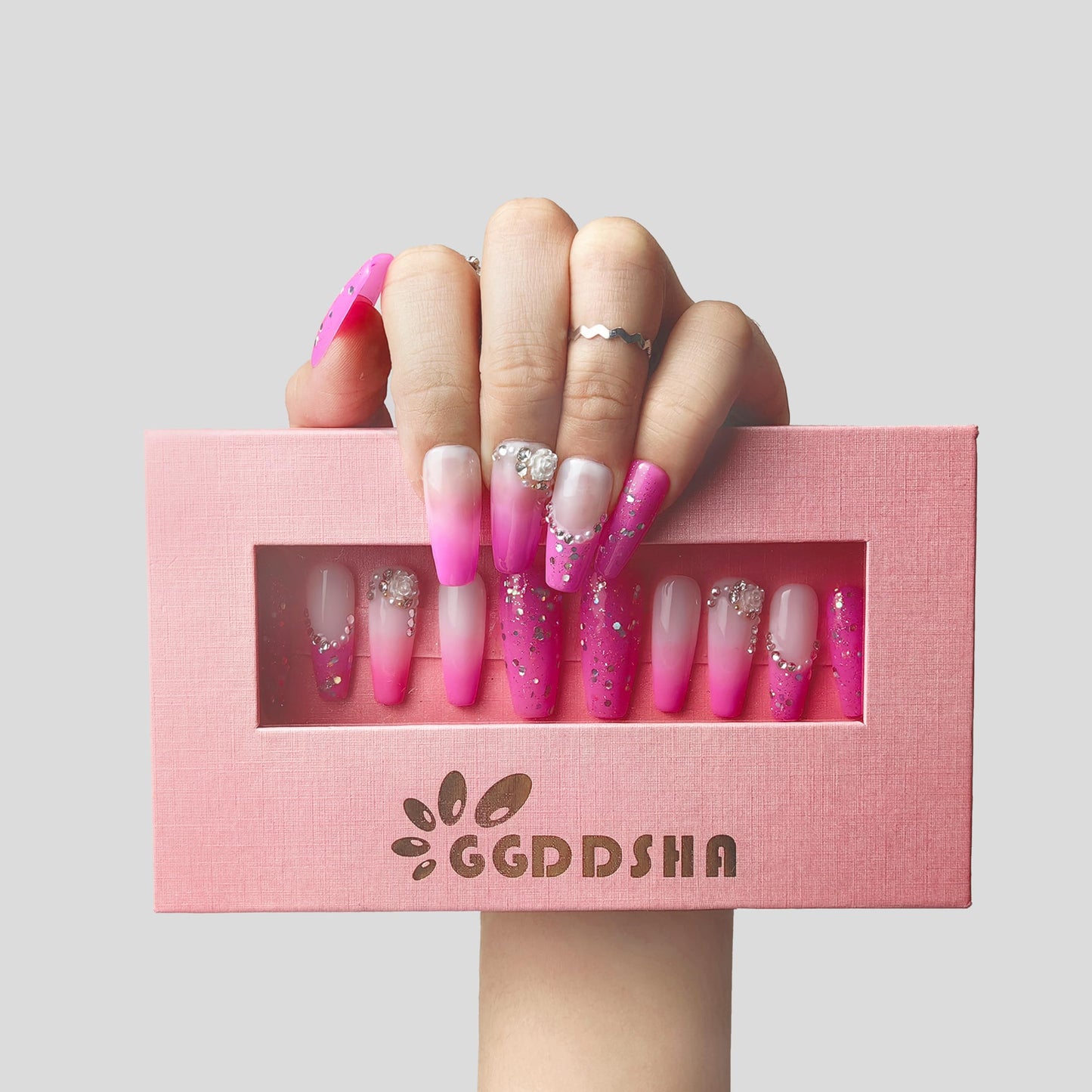 Handmade Press On Nails - Blush Elegance Reusable Acrylic Nail Art Kit