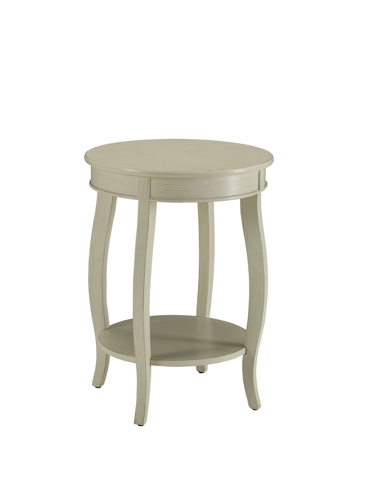 Antique White Accent Table with Open Storage Shelf