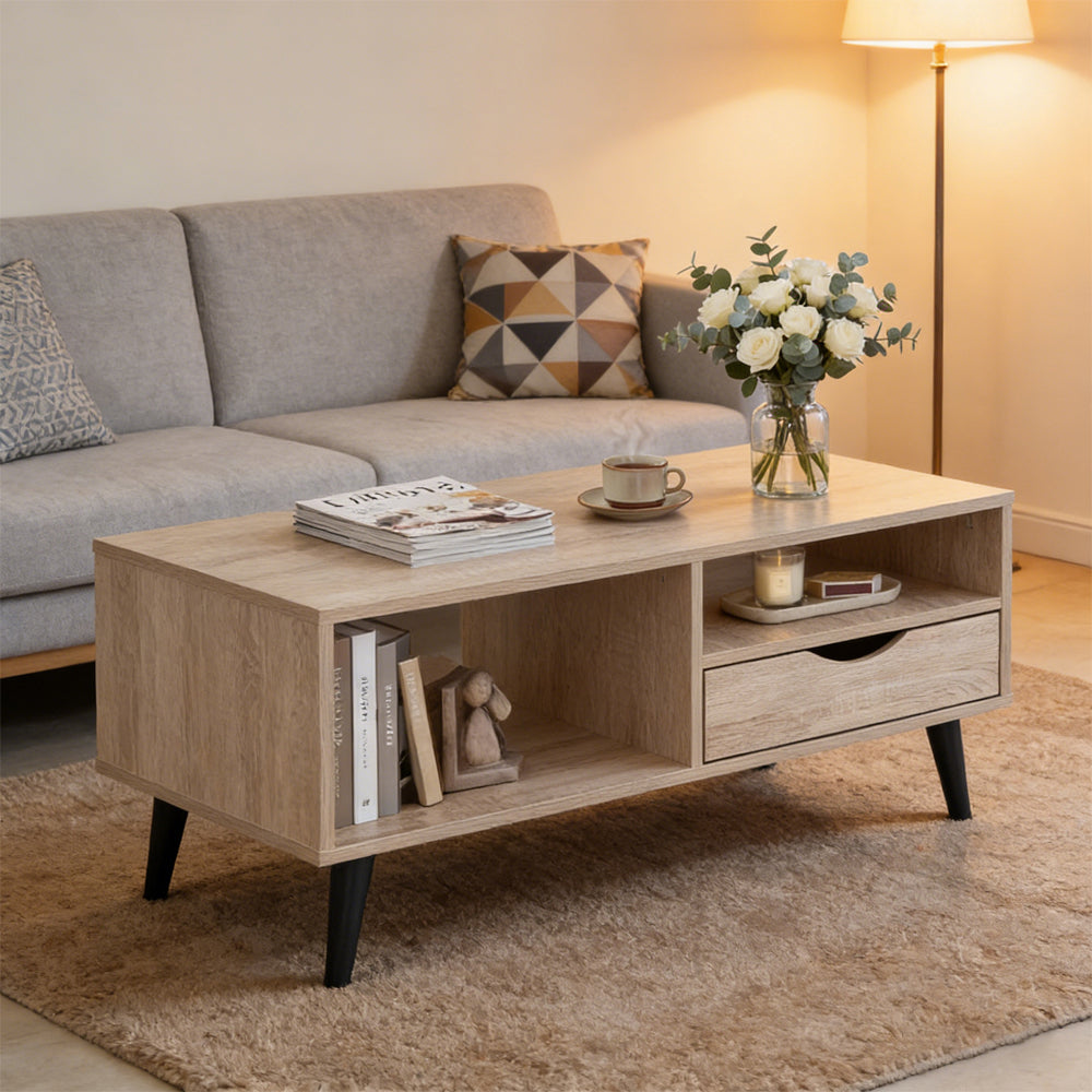 Coffee Table With Storage Rustic Rectangle Center For Living Rooms,