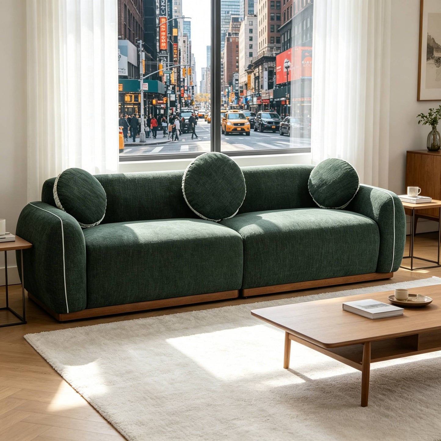 Modern Green Seater Sofa for Apartment Lounging & Gatherings