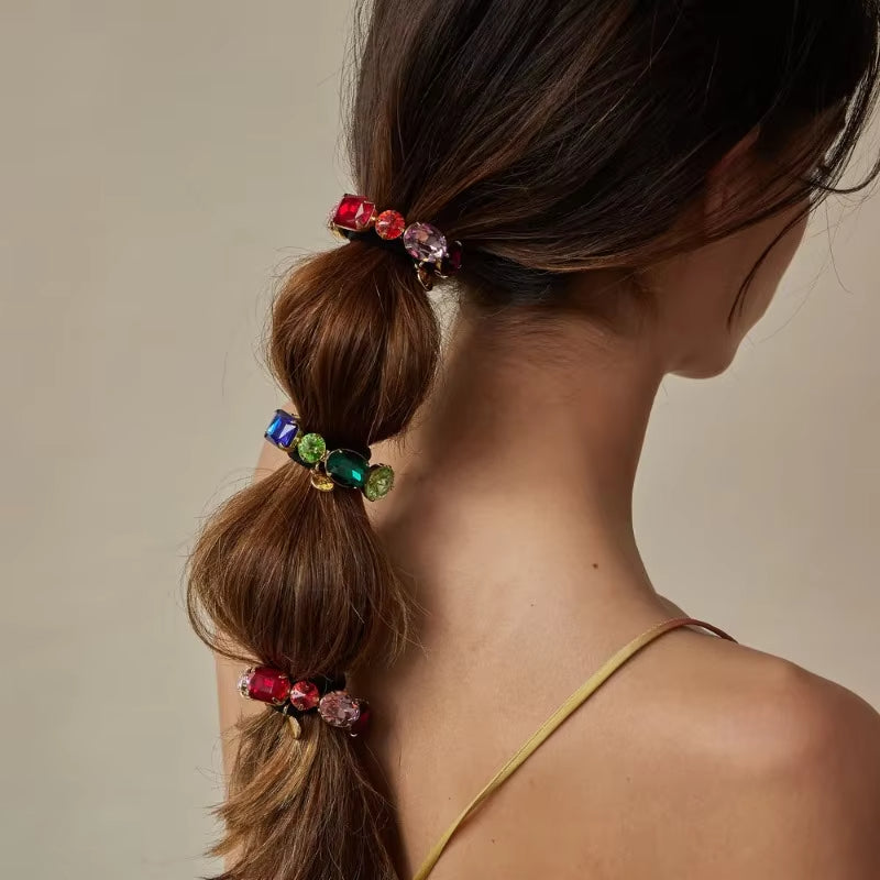 Rhinestone Ponytail Hair Ring - Alloy Hair Tie