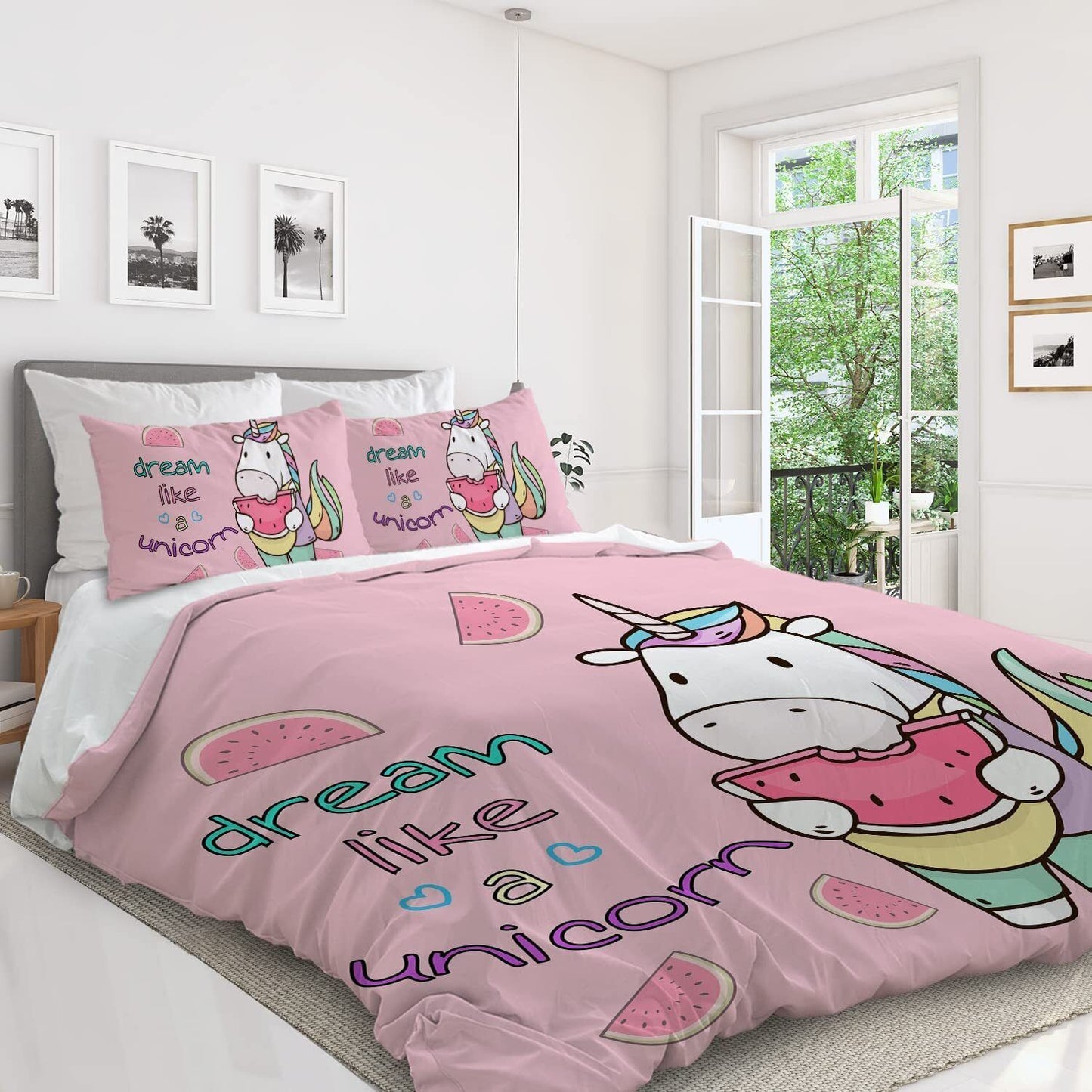 Watermelon Duvet Cover Set - Queen Size, Pink, 3 Pieces