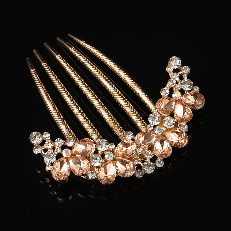 Alloy Water Drill Comb Palace Style Women’s Five-Tooth Hair Comb