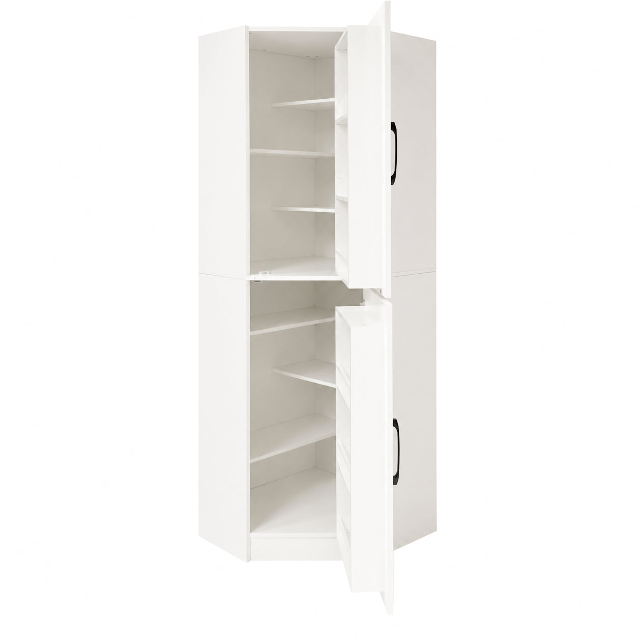 White Corner Kitchen Pantry Cabinet - 70.87" Tall L-Shaped Storage