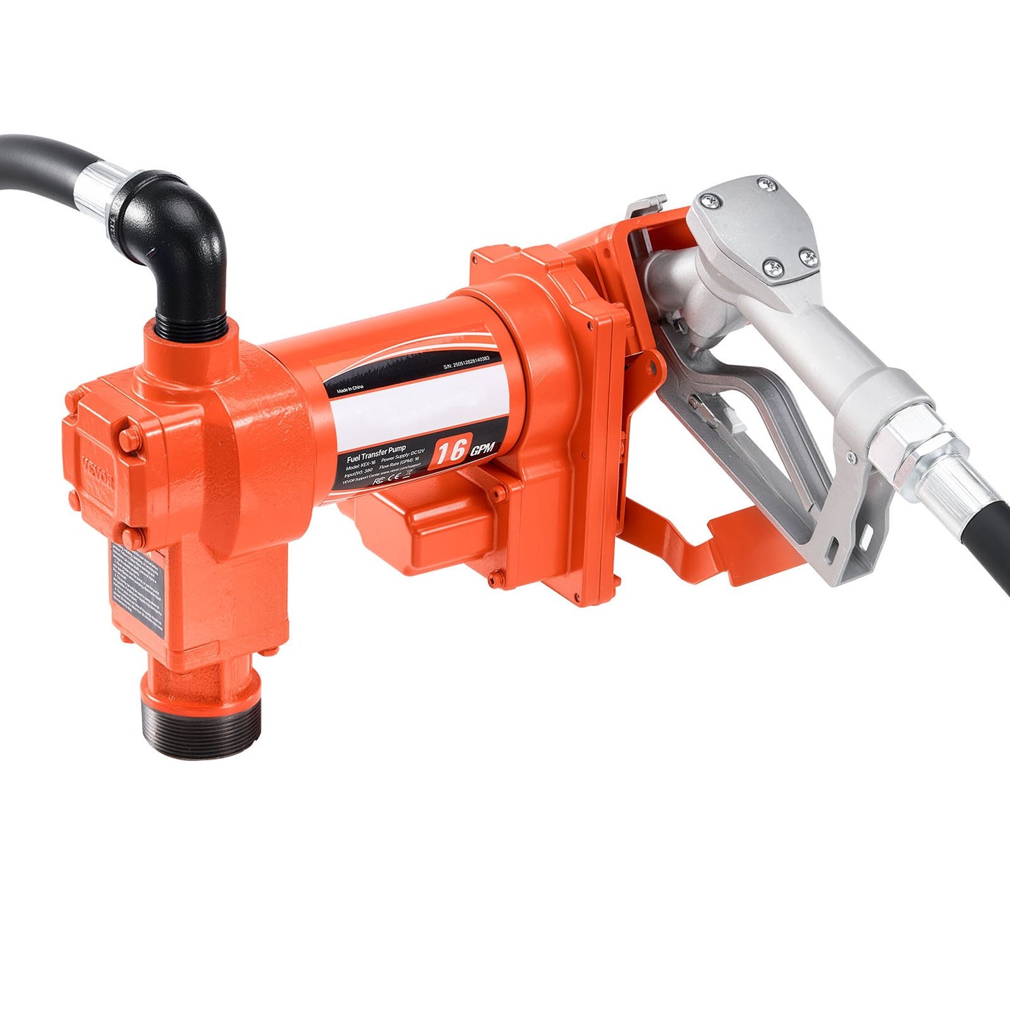 12V DC Fuel Transfer Pump 16 GPM with Hose & Nozzle for Gasoline Diesel