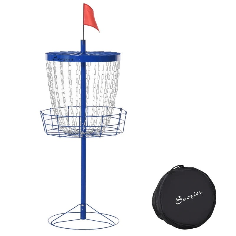 Portable Disc Golf Basket with 24 Chains & Carrying Bag - Deep Blue