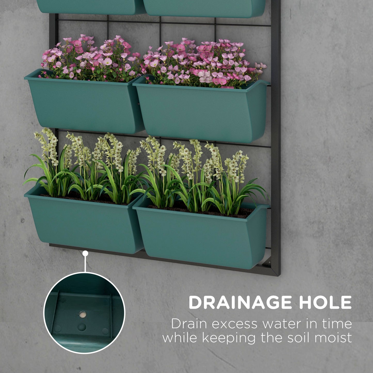 3-Tier Wall-Mounted Plant Holder with 6 Pots for Indoor Outdoor Gardening