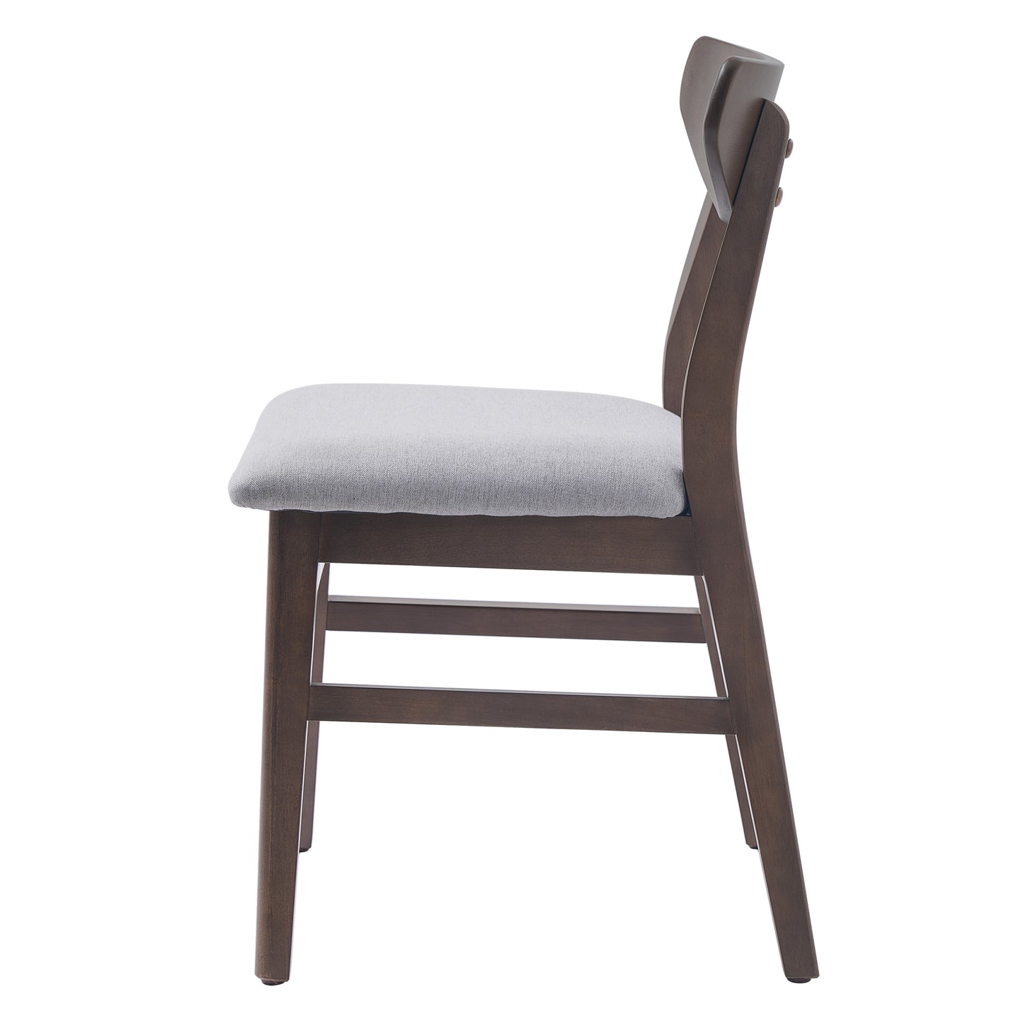 Set of 2 Modern Scandinavian Dining Chairs - Gray Fabric & Brown Wood